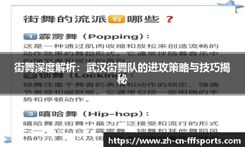 街舞深度解析：武汉街舞队的进攻策略与技巧揭秘